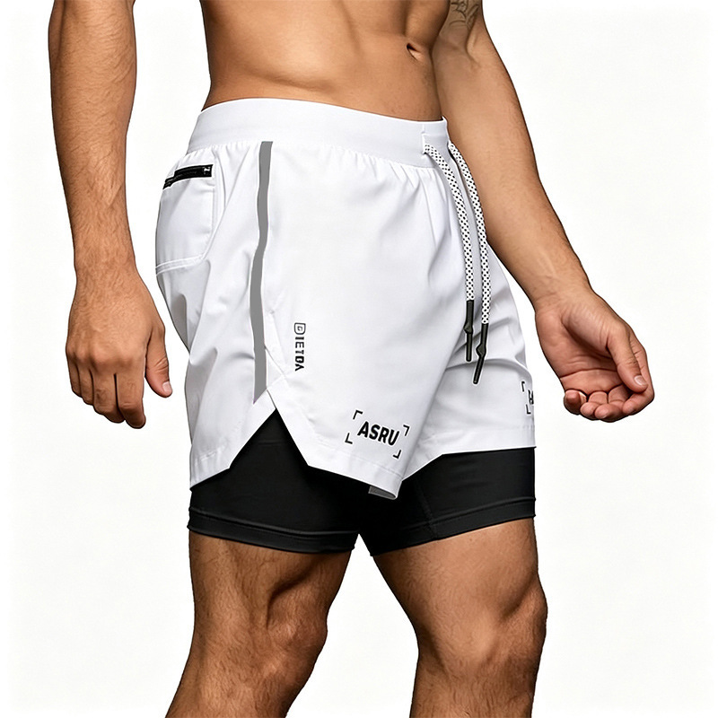 Cross-Border Men's Clothing Summer Men's Sports Shorts American Style Youth Waterproof Double-Layer Shorts Men's Multi-Pocket Running Quick-Dry Pants