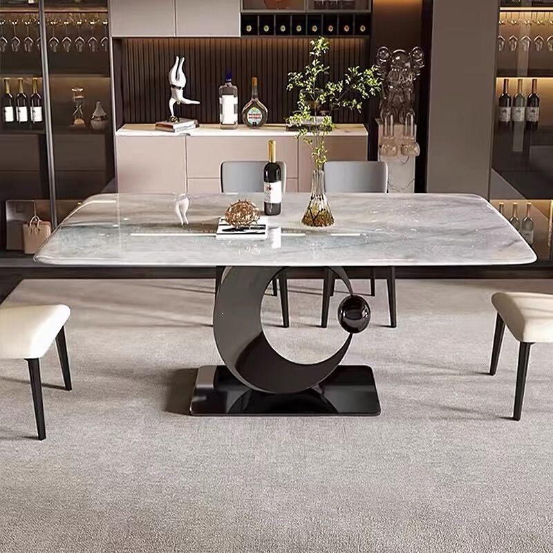 Luxurious ultra-crystal dining table and chairs, Italian light luxury rectangular dining table, home luxury simple minimalist style dining table Luxurious ultra-crystal dining table and chairs, Italian light luxury rectangular dining table, home luxury simple minimalist style dining table
