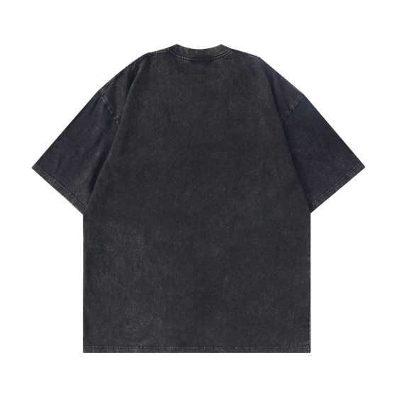 One-Piece Minimum Order Washed Short-Sleeved Digital Direct Printing American Retro Trendy Brand Pure Cotton T-Shirt Factory Direct Sales to Europe and the United States