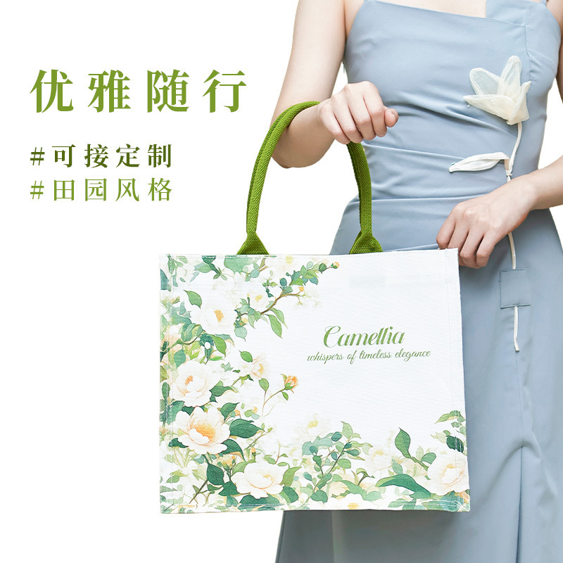 山茶花定制帆布包定制立体帆布袋定制帆布托特包定制大容量托特包|undefined