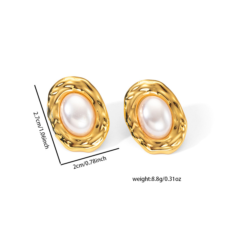9g Weight Electroplated Gold Plating Process 201 Stainless Steel Ear Needle Material Golden Plated Plating Material Pearl Inlay Material Earrings, Ear Studs Classification 1 Pair Quantity Holiday, Daily Occasion 201 Stainless Steel Material Flower Pattern Women's Gender Simple Style, Classic Style Style Inlay Craft 1 Pair Simple Style Classic Style Flower Inlay 304 Stainless Steel Pearl Ear Studs 16