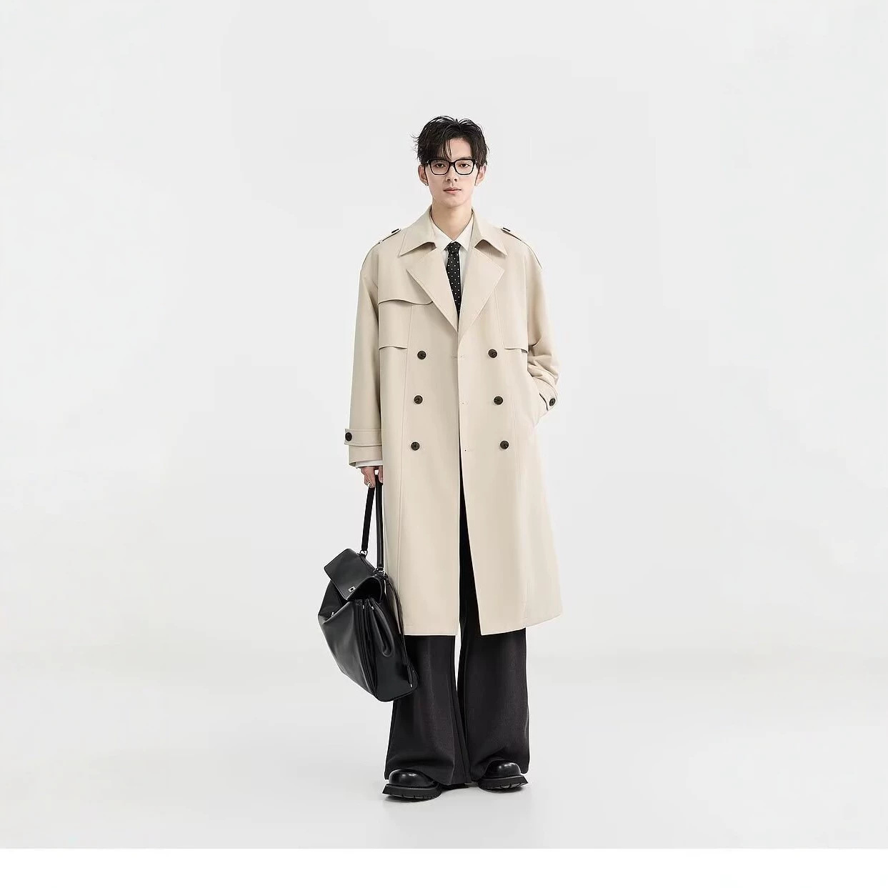 High-end Cthulhu-inspired British-style trench coat for men, mid-length over-the-knee German-style Balmaken coat for spring and autumn.