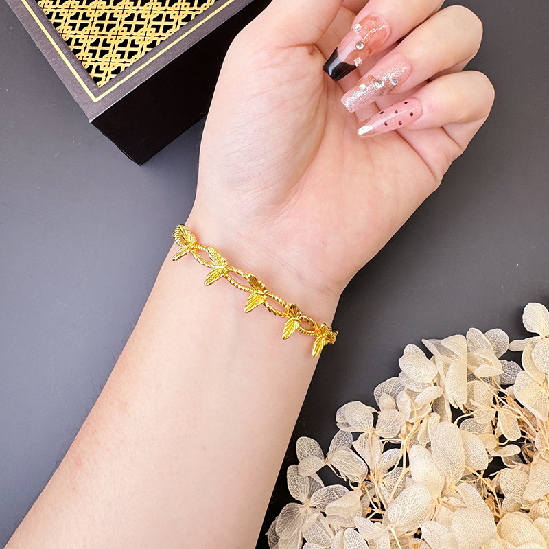 Vietnam Shajin, luz, lujo, flash, láser, flor, sombra, pulsera de mariposa, joyería ajustable que no se desvanece durante mucho tiempo