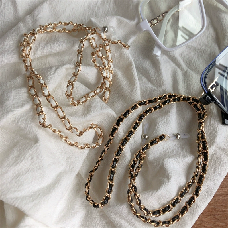 Трансграничная Европейская и американская подвесная цепочка в стиле Chanel PU носить металлическую цепочку веревка для очков 75 см Декоративные очки цепочка для очков на бретелях