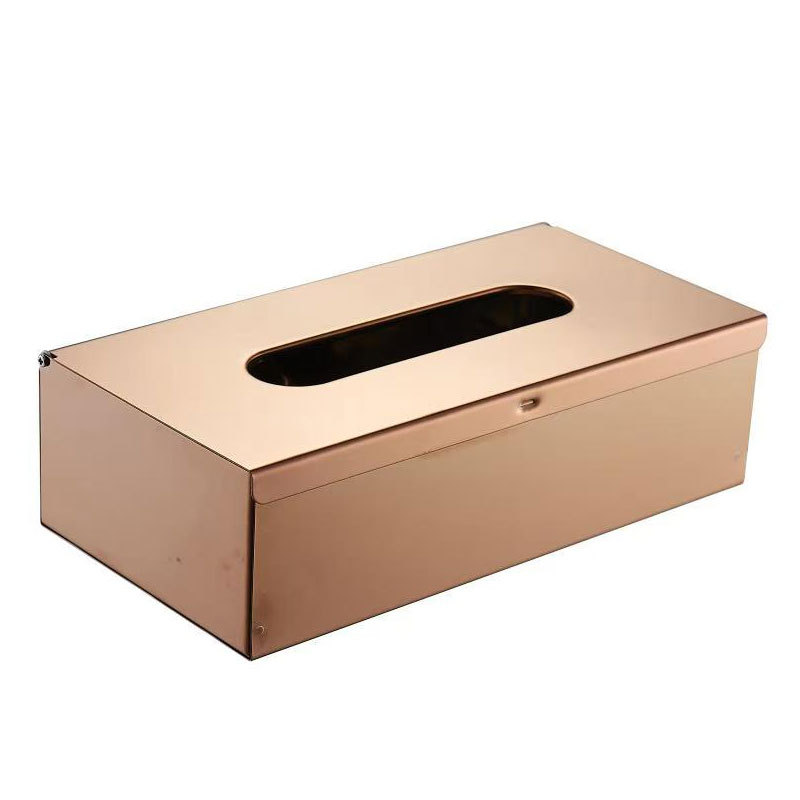 En stock al por mayor Hotel baño suministros caja de pañuelos de acero inoxidable caja de papel higiénico cuadrado mesa de escritorio caja de pañuelos