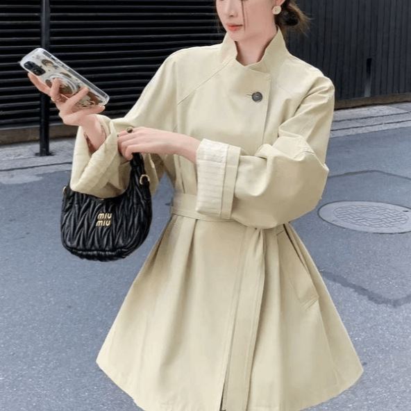 中长款风衣外套女春秋季新款小个子韩版大衣收腰设计感气质上衣潮|undefined