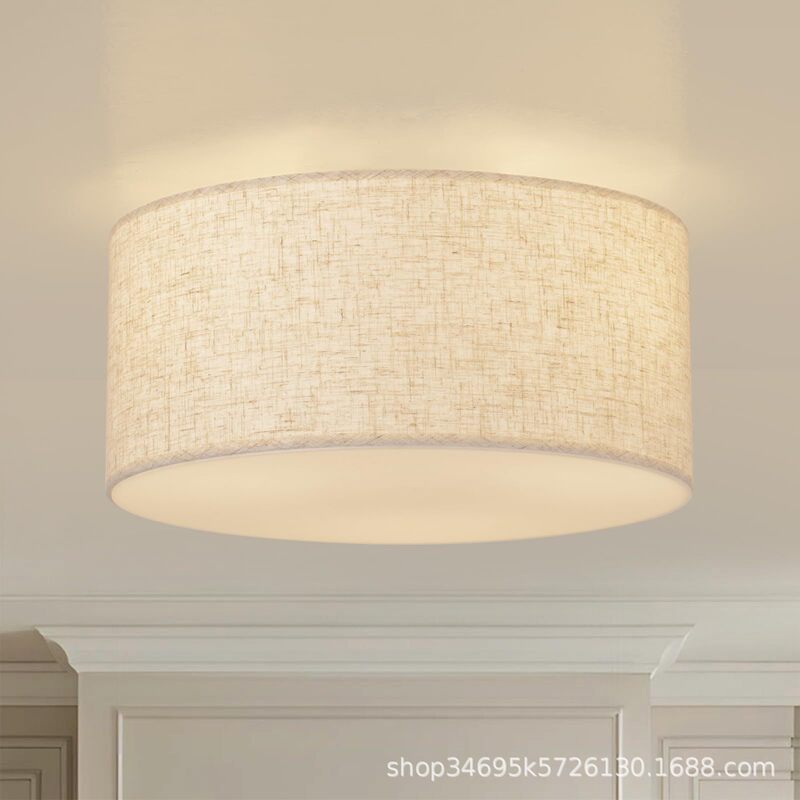 Cross-border semi-recessed ceiling light, modern minimalist design with linen fabric shade, three-head ceiling light for living room, bedroom, and dining room Cross-border semi-recessed ceiling light, modern minimalist design with linen fabric shade, three-head ceiling light for living room, bedroom, and dining room