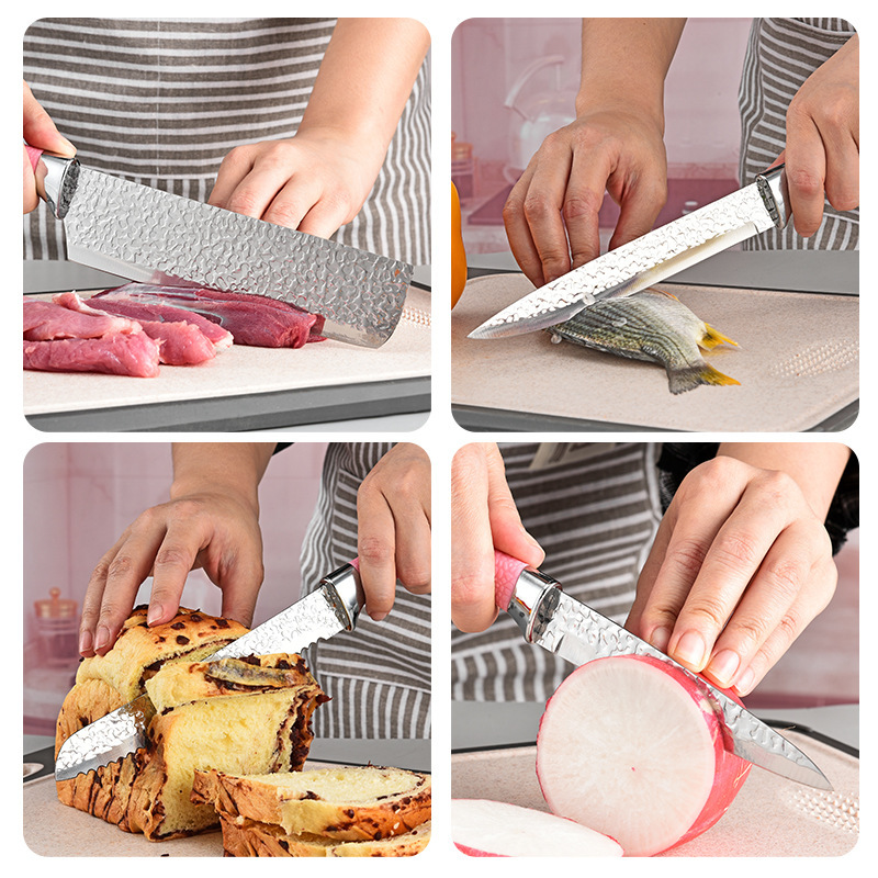 Nuevo conjunto de utensilios de cocina de succión de tarjetas de martillo de corte de plástico de seis piezas de acero inoxidable de cocina de herradura de martillo de seis piezas