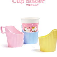 批发宜洁杯托一次性纸杯水杯杯架杯拖塑料杯套加厚隔热防烫办公室