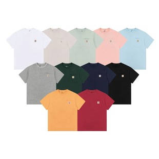 Correct Version K87 Classic Carhartt Workwear Small Label Flap Pocket Pants Short-Sleeved T-Shirt for Men and Women Pure Color Couple
