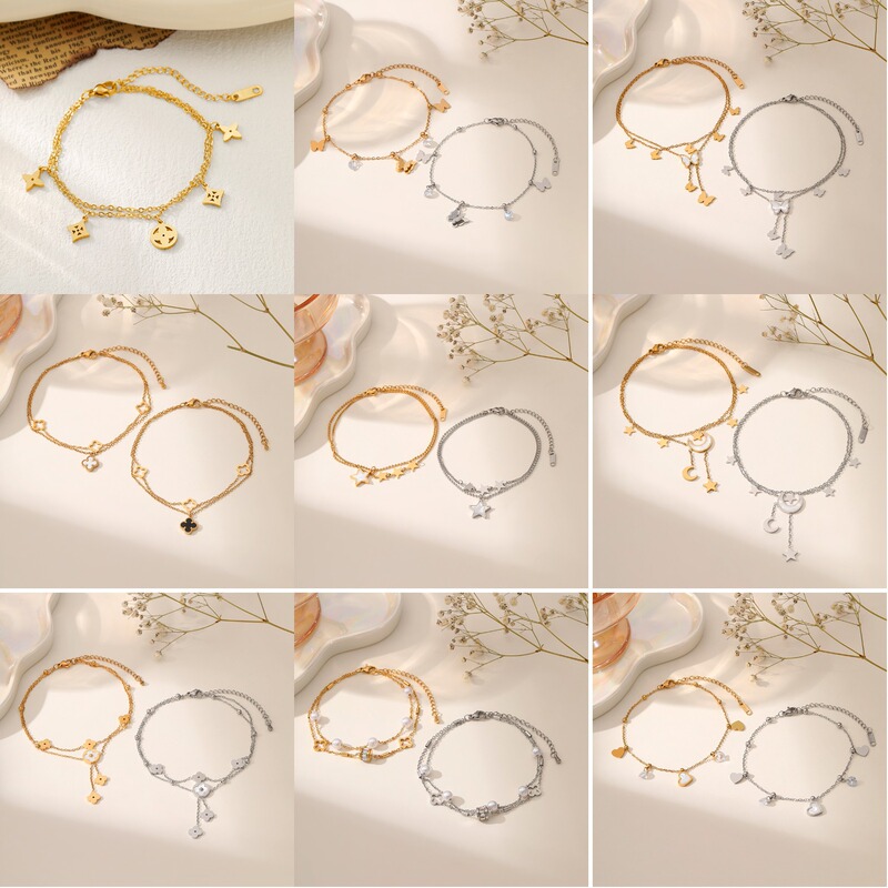 [full-body titanium steel] 100 bracelets Europe and the United States 18k do not fade women's simple Joker ins personalized fashion hand jewelry