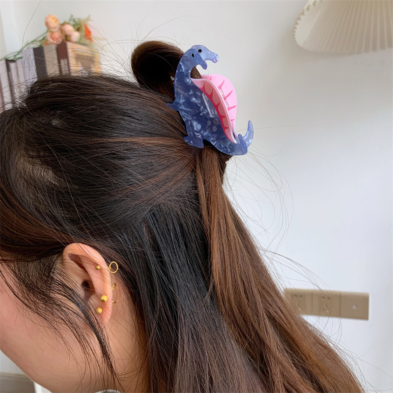 35g Weight Hair Claws Hair Accessories Type 1 Piece Quantity Holiday, Party Occasion Arylic Material Dinosaur Pattern Women's Gender Cute Style Cute Little Dinosaur Acrylic Small Jaw Clip Cute Personality Sweet Niche Hair Claw Hairpin Hair Ornaments New 25