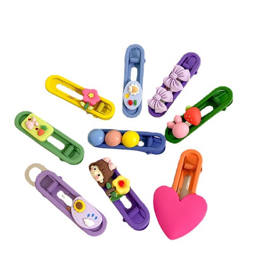 Girls' bangs broken hair hairpin side colorful clip baby cartoon hairpin little girl's back head hair accessories