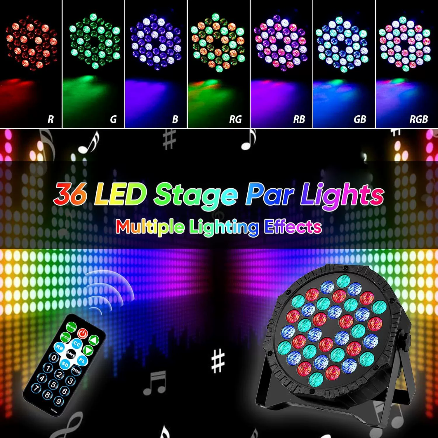 Трансграничный пульт дистанционного управления 18 36 полноцветных окрашенных ультратонких паровых ламп KTV бар вспышка PAR красочные сценические огни