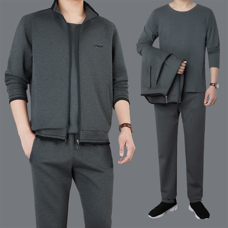 Trajes deportivos de mediana edad para hombres primavera y otoño nuevo estilo de mediana edad papá ropa de otoño ropa deportiva casual para hombres dos piezas