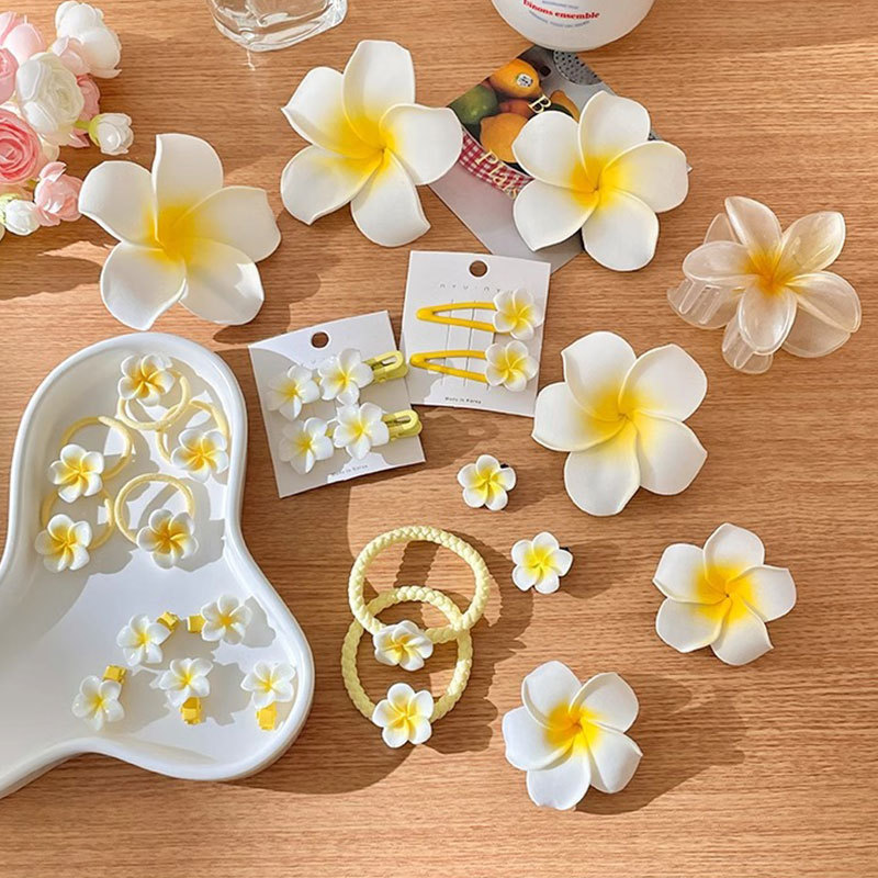 Huevo flores orejas frangeas flores cabello atmósfera sensación de foto toque de cabello correa de goma de alta elasticidad cabello cuerda mujer