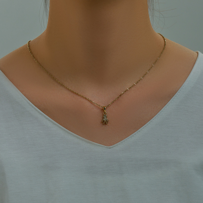 Collar con colgante de oso de peluche, con gemas artificiales de color 14k, chapado en aleación de alta gama, nueva moda Xuping.