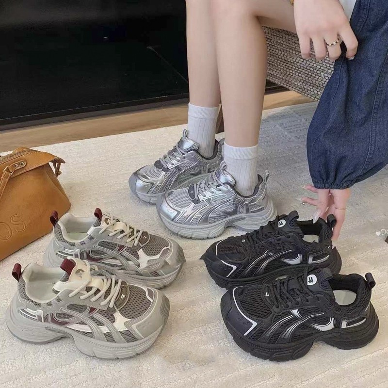 跨境真皮厚底老爹鞋女2025新款秋季透气休闲运动鞋百搭跑步鞋女鞋|undefined
