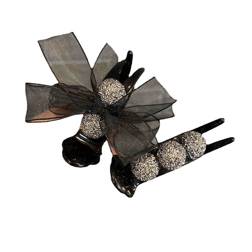 Mesh Ball Ponytail Butterfly Bow Hair Clip Large Chignon Butterfly Pearl Hair Clip Hair Accessory Wholesalers Handmade