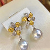Elegant advanced earrings from pearl, silver 925 sample, high-quality style
