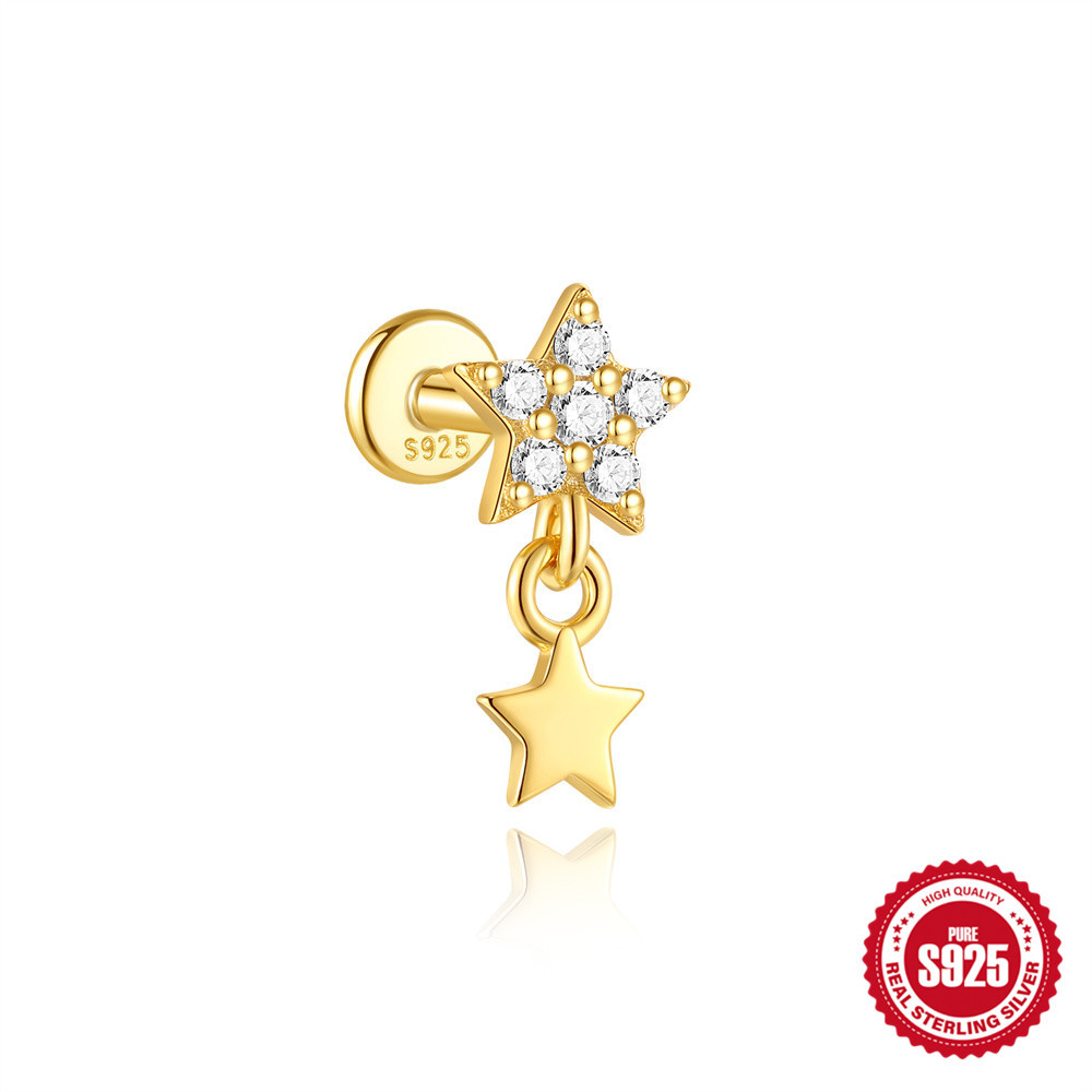 Nuevo comercio exterior de plata de ley S925 Nuevo estilo Aobao Pendientes Xingyue Pendientes de nicho de moda de alta gama