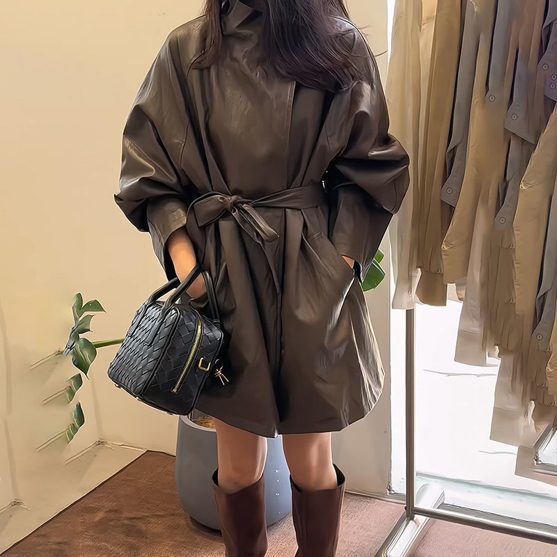 感气质炸街减龄中长款皮外套女2025秋季新款法式小个子上衣潮|undefined