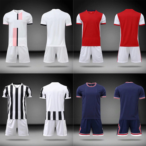 New Football Uniform Set Men's Competition Training Team Apparel Printed Student Sports Short Sleeve Football Shirt