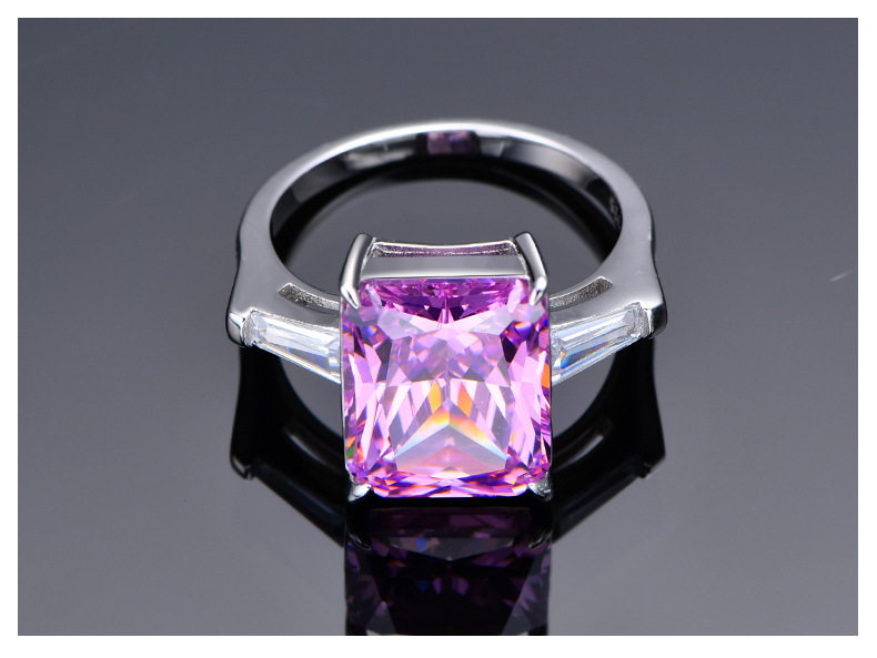 Fashion Geometric Sterling Silver Inlay Zircon Rings 1 Piece