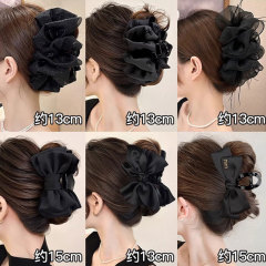 女性用のニッチで絶妙なリボンヘアピン、韓国風の大きなヘアピン、軽くて豪華な多用途のサメクリップグリッパー