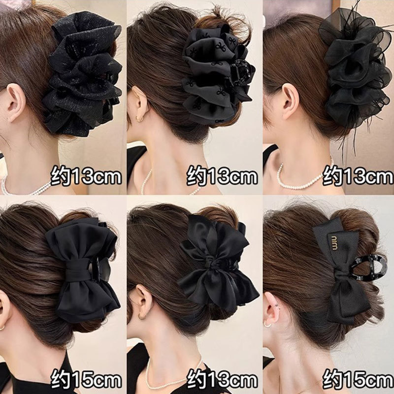 女性用のニッチで絶妙なリボンヘアピン、韓国風の大きなヘアピン、軽くて豪華な多用途のサメクリップグリッパー|undefined