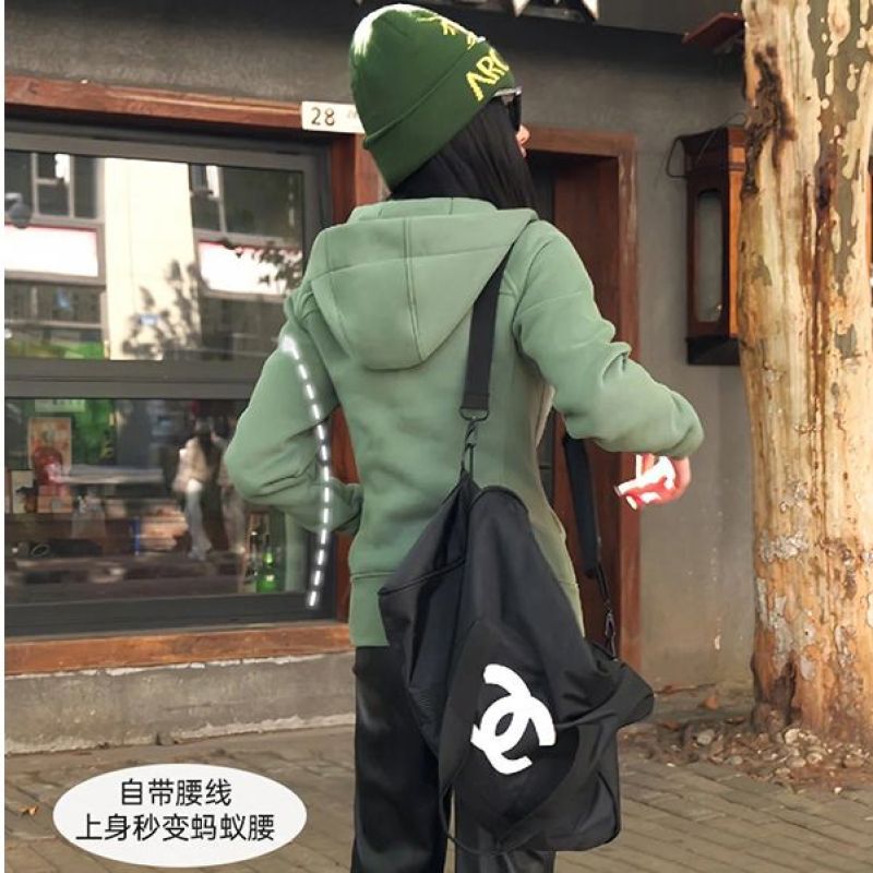 修身外套女春秋2025新款初秋季连帽卫衣收腰紧身瑜伽运动短款上衣|undefined