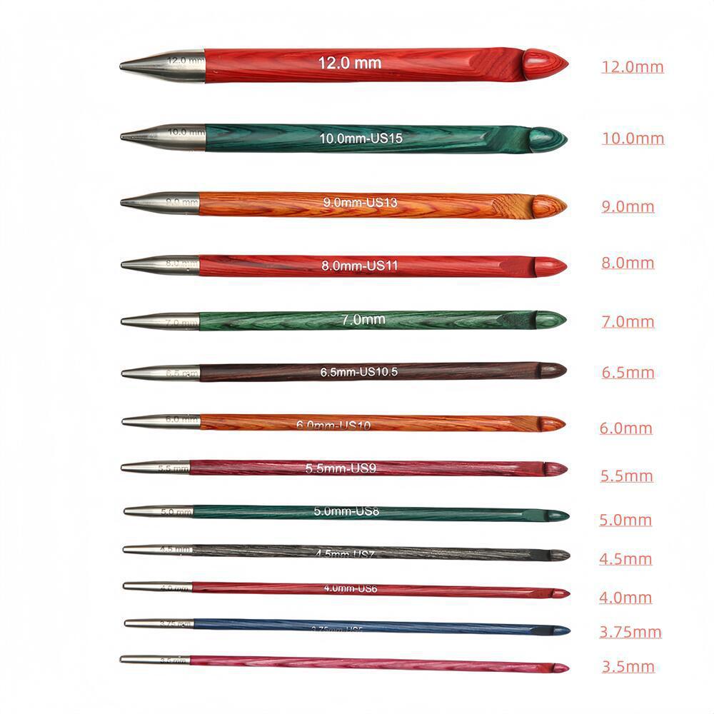 Crochet de madera pulida a mano transfronteriza Afganistán desmontable crochet conjunto de crochet de Túnez 12 piezas