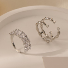 轻奢新款微镶锆石开口戒指套装高级感时尚简约个性韩国戒子指环女