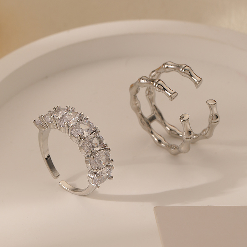 轻奢新款微镶锆石开口戒指套装高级感时尚简约个性韩国戒子指环女