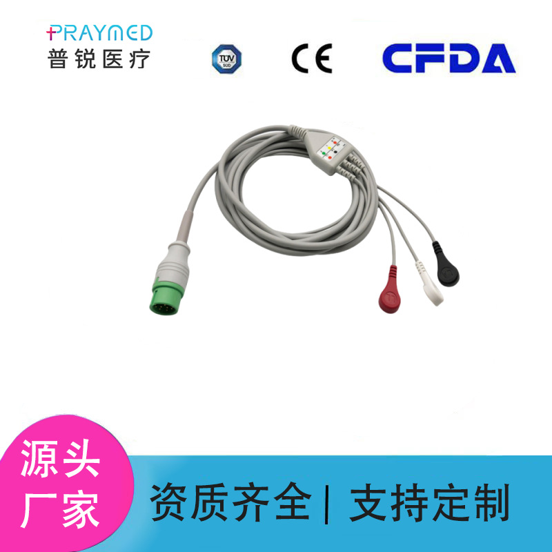 兼容科曼心电导联线C50/60 STAR8000E 监护仪通用12针3导5导厂家