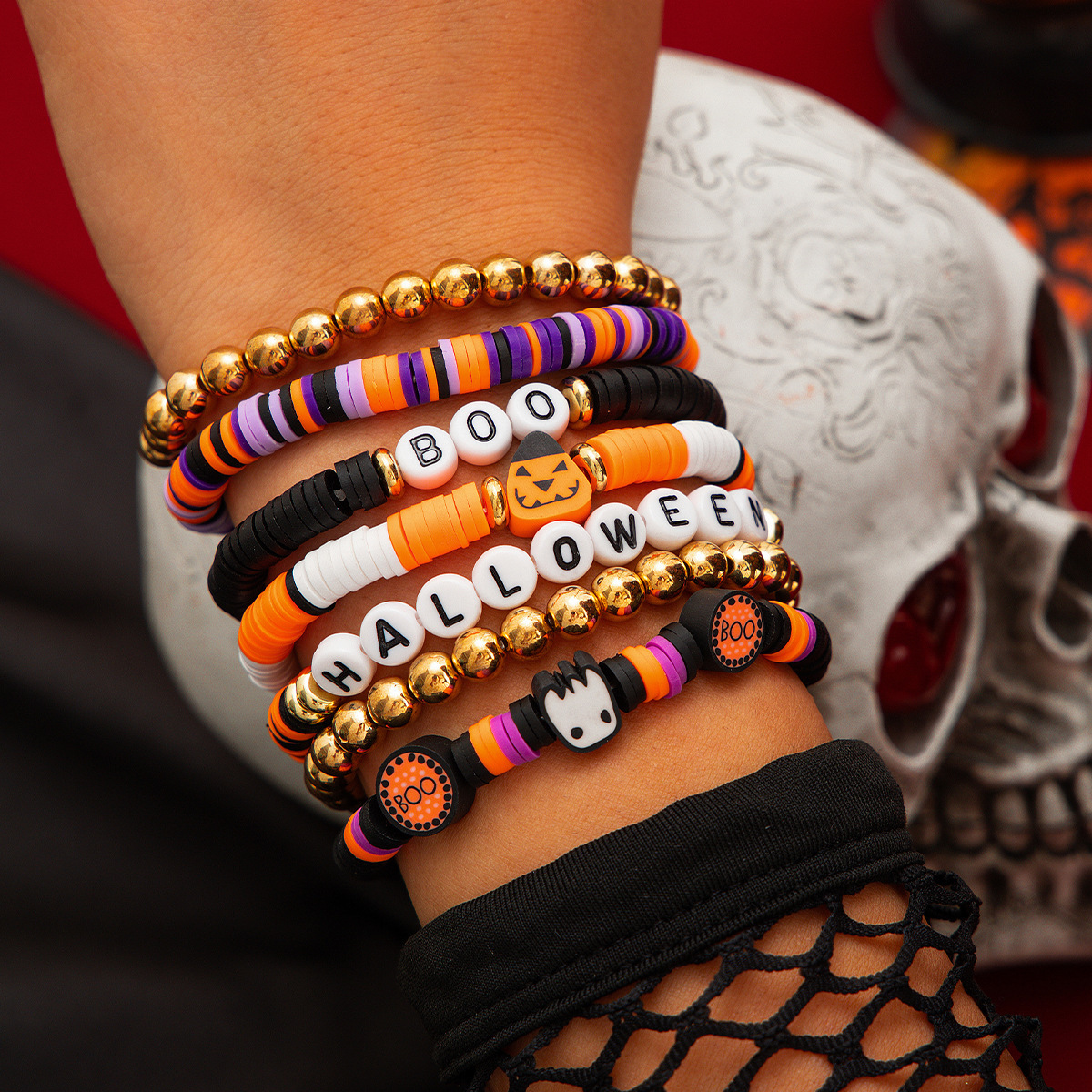 21g Weight Alloy Pendant Material Bracelets Classification CCB, Arylic, soft clay Chain Material 1 Set Quantity Festival Occasion CCB, Arylic, Alloy Material Halloween Festival Pumpkin, Bat, Ghost Pattern Women's Gender Beaded, Enamel Design Funny Style Funny Pumpkin Bat Ghost CCB Arylic Alloy Beaded Bracelets Wholesale 41