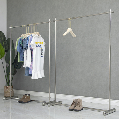 Clothing store display rack floor-standing hanging clothes rack stainless steel brushed silver display hanger women's clothing rack