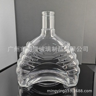 New Transparent Crystal Material Special-Shaped 700ml Glass Wine Bottle Foreign Wine Bottle Glass Bottle Whiskey Brandy Bottle