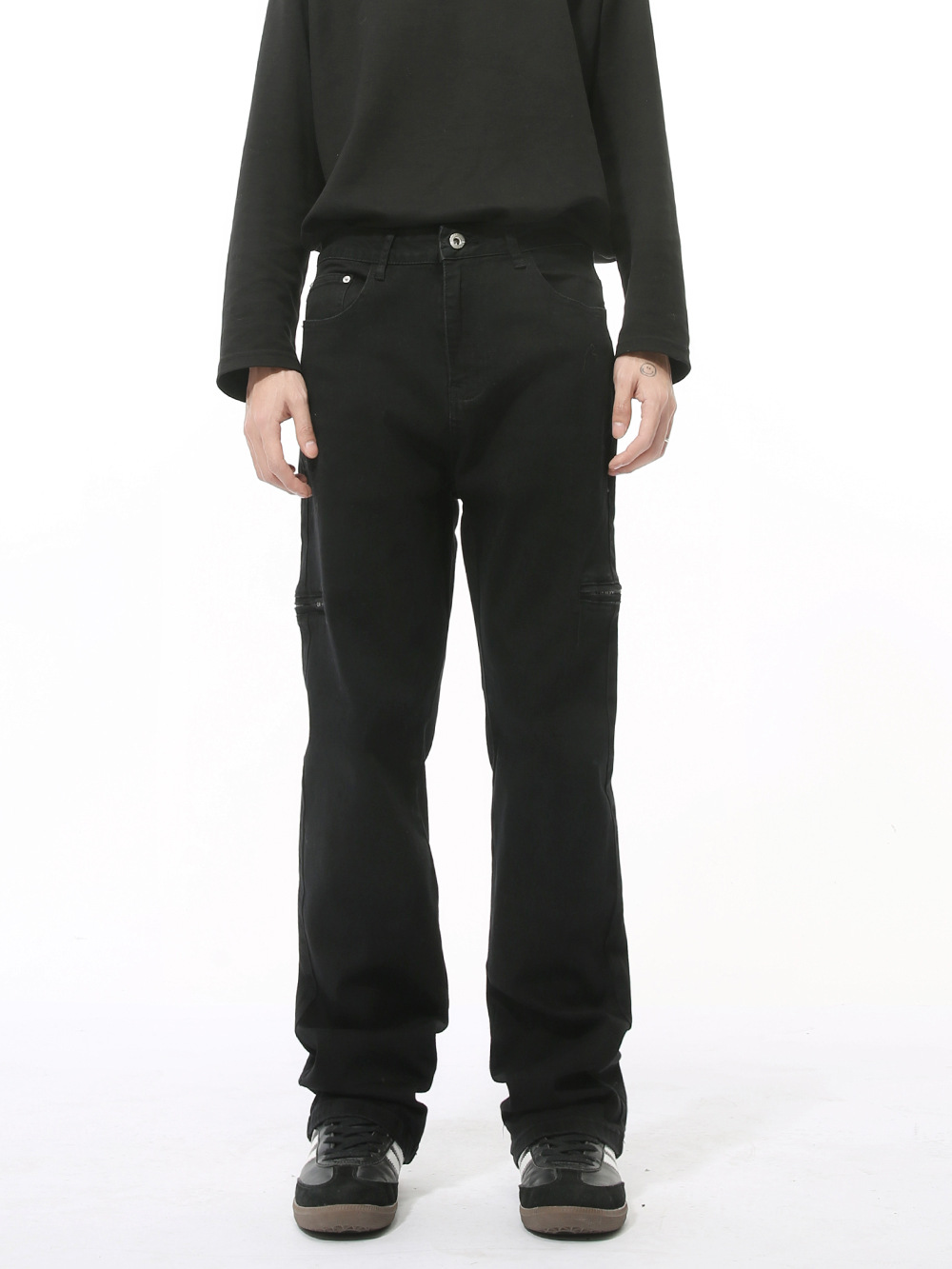 MTLCLOTHES Hombres| Nuevos productos de invierno coreano recto delgado cremallera decoración jeans casuales de moda