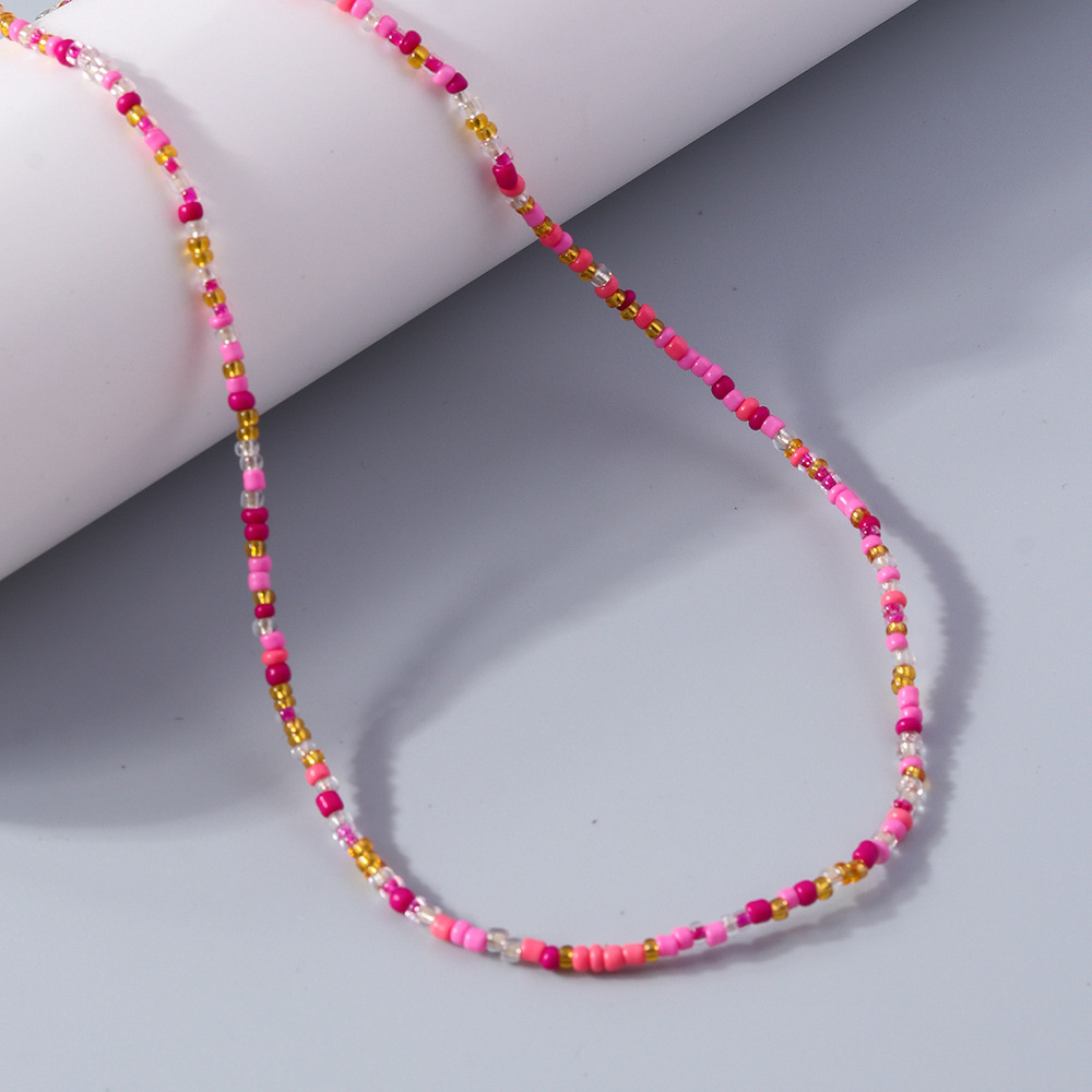 Beaded Chain Chain Type Simple Style Round Resin Seed Bead Beaded Chain Beaded Necklaces Wholesale