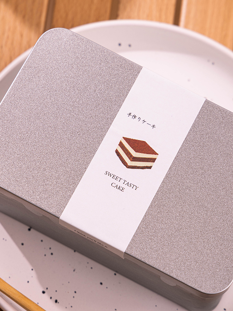 Caja de embalaje tiramisu galletas caja de latín crisp nougat dulces horneado lata vacía caja de hierro