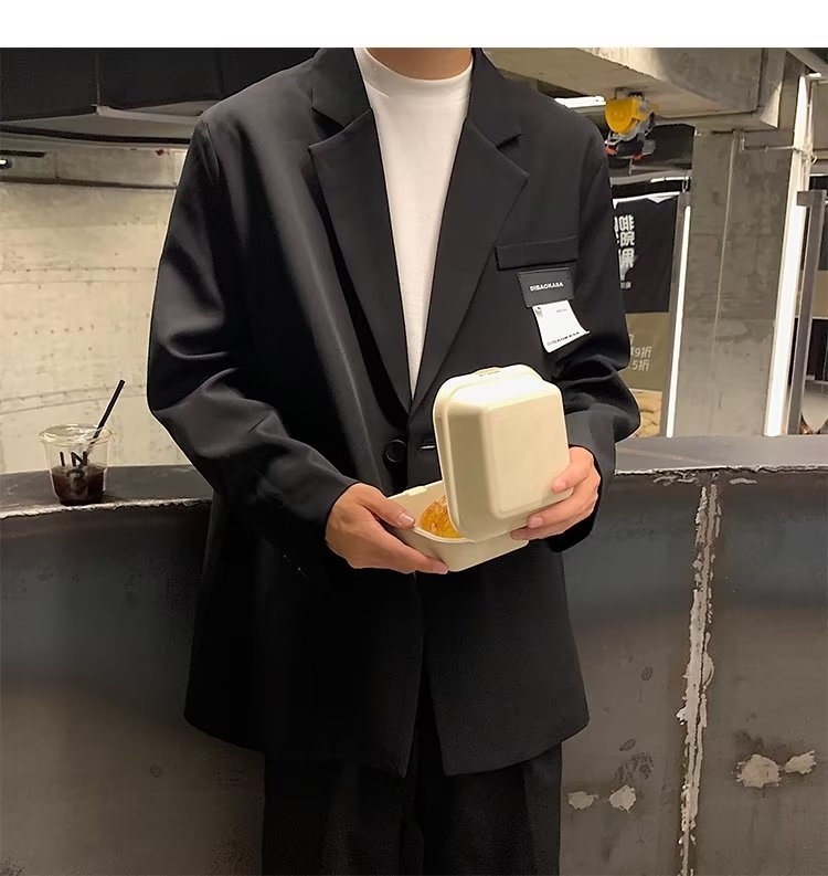 Sentido de alta gama 2024 nuevo estilo chaqueta blanca hombre frito traje callejero hombre oversize estilo de Hong Kong casual pequeño traje grande