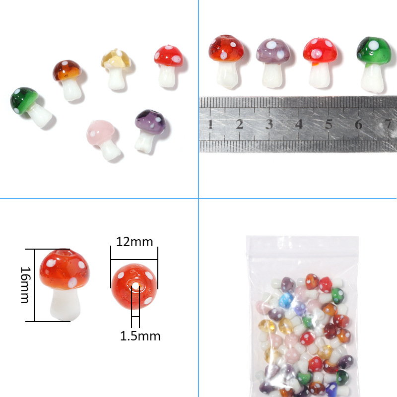 10 PCS/Package 16 * 11mm Glass Mushroom Beads display picture 3