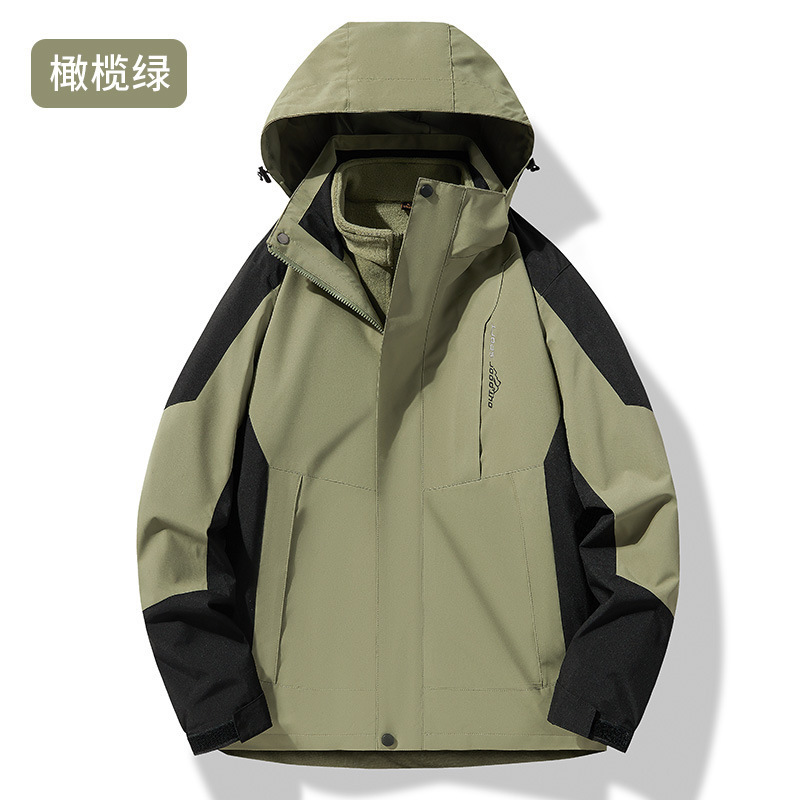 秋冬款防风防水三合一可拆卸防泼水登山服连帽冲锋衣男女同款|undefined