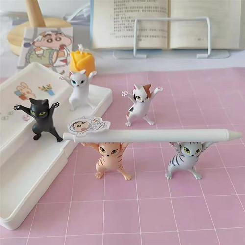 Cartoon cute kitten with enchanting dancing posture. Desktop objects to hold up and display. Pen holder objects to hold up and place for decoration.