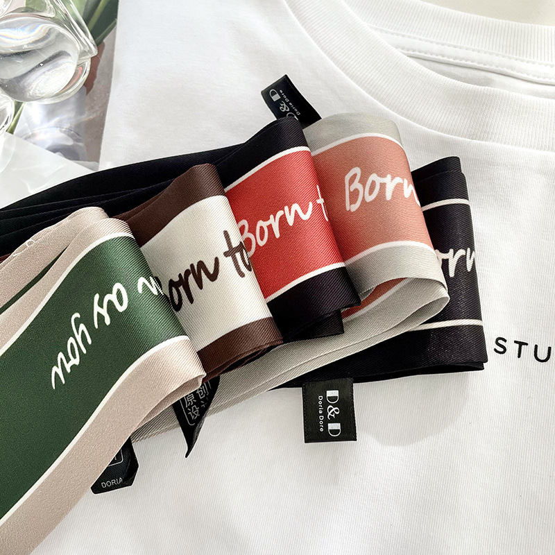 Carta de amor de verano pequeña tira estilo coreano estudiante bufanda de seda cinta todo partido banda de pelo bufanda de corbata de pelo para las mujeres