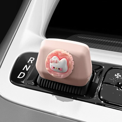 Car interior film, Proton/Emas5 Center Console Gear - star-wish-pink-peach-snow-cake-cat-handlebar-cover