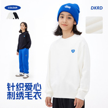 DK童装秋冬新款爱心女男童毛衣针织中大童儿童男孩保暖套头毛衫潮