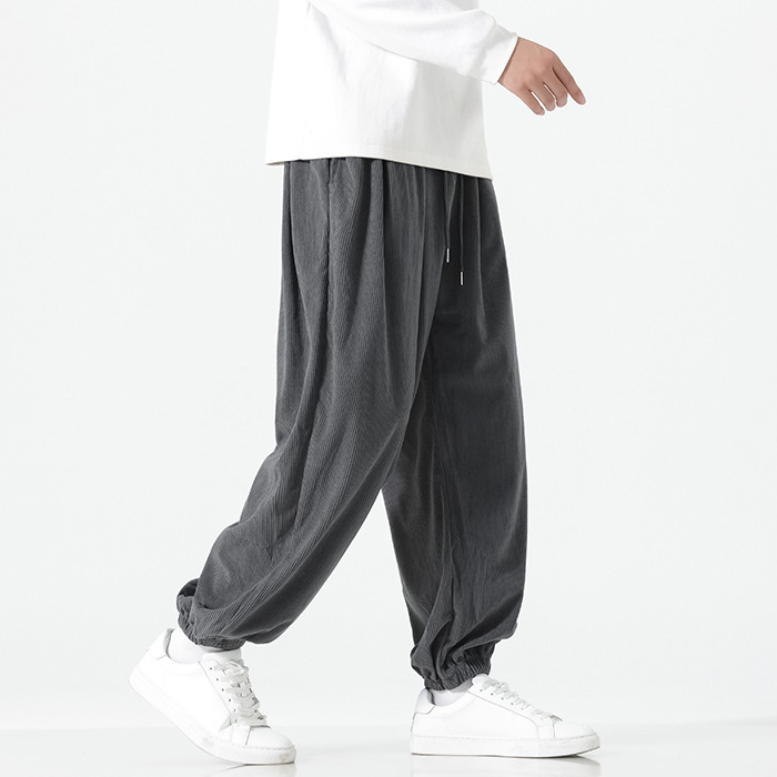 Estilo chino de pana pantalones casuales de los hombres sueltos más tamaño de grasa flaco pantalones de los hombres de la marca de moda de pierna ancha bloomers