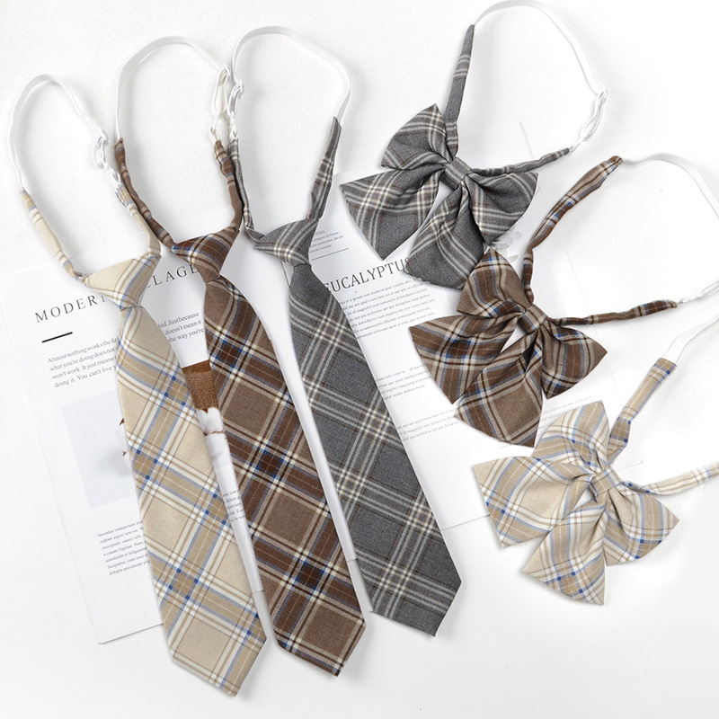 Brown Retro Japanese-Style Uniform Shirt Tie Jk College Style Lazy No-Tie Shirt Bow Tie in Stock